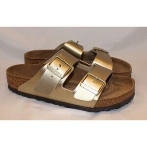 Birkenstock Women's Arizona Narrow Fit Birko Flor GOLD SZ EU 38 US 7 NWOB